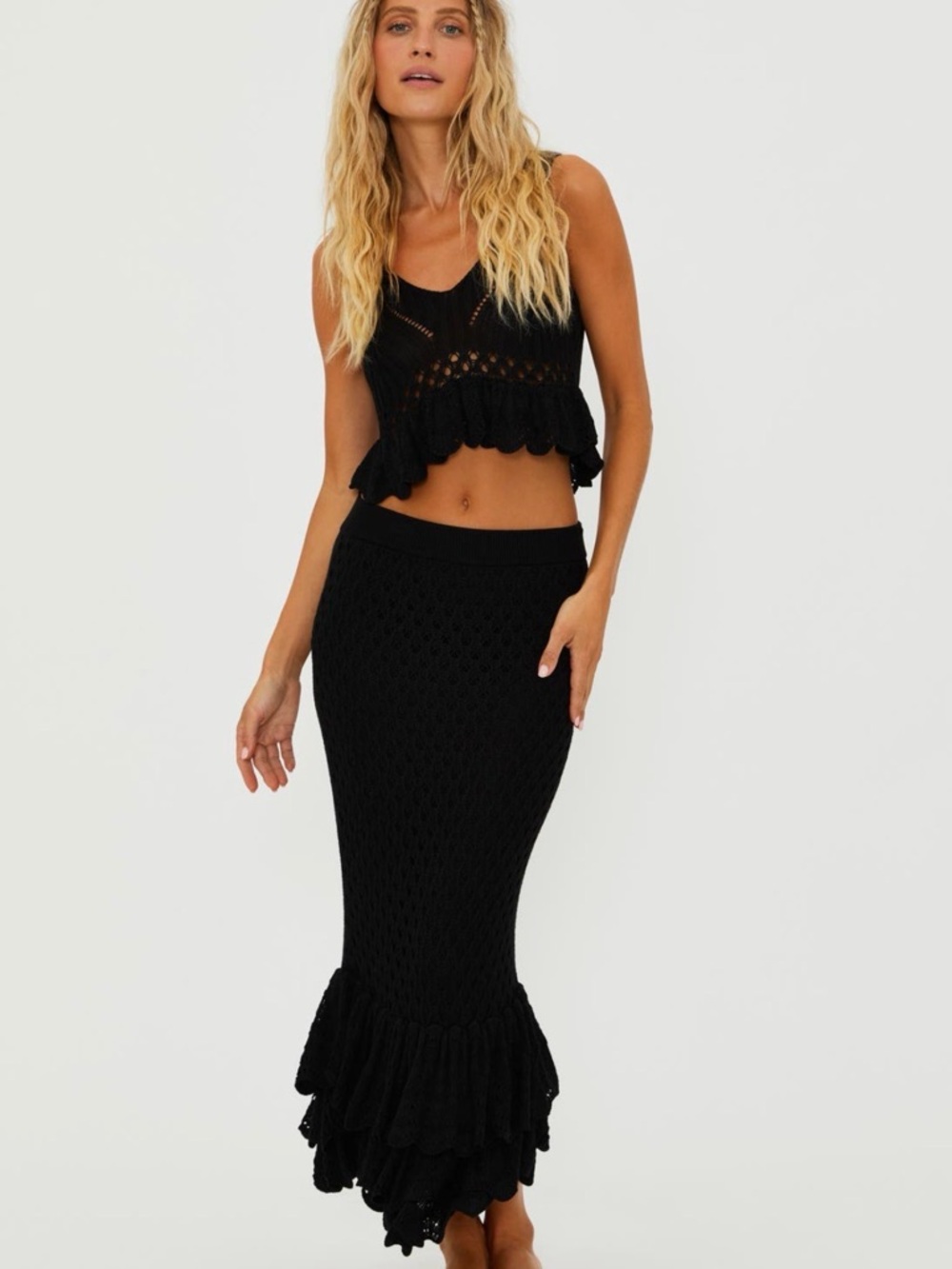 Beach Riot Black Knit Skirt Set